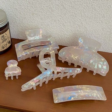 韓國白色人魚姬方形抓夾女后腦勺發抓夾子優雅氣質發夾鯊魚夾頭飾