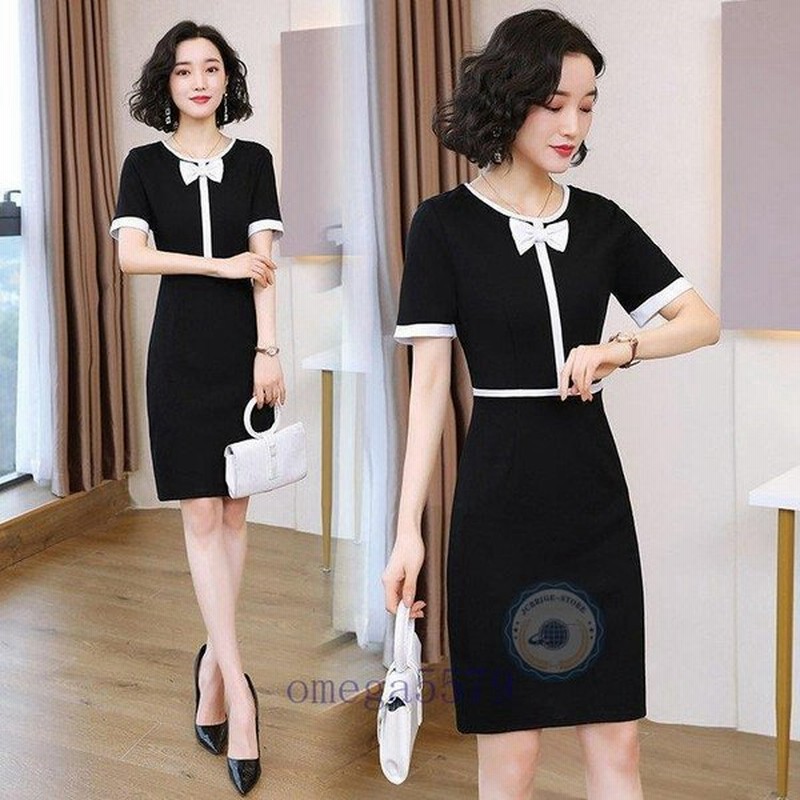 ワンピース フォーマル 半袖 膝丈 安い タイト スリム フォーマルワンピース ワンピ シック 入学式 パーティー リボン 通販 Lineポイント最大get Lineショッピング