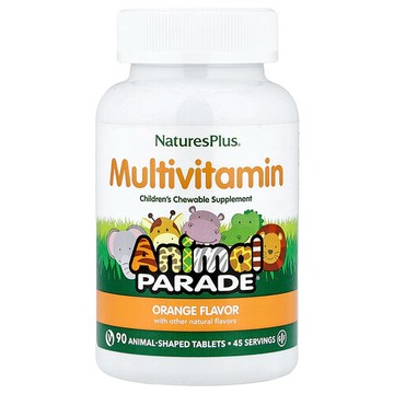 NaturesPlus, Animal Parade®，兒童咀嚼多維生素，橙味，90 片動物狀片劑