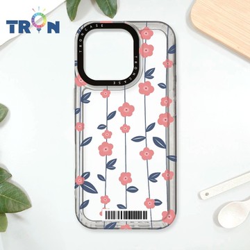 TRON iPhone 16 Pro 條紋透明小花C款 防摔太空載具殼 透白 軟硬 手機殼