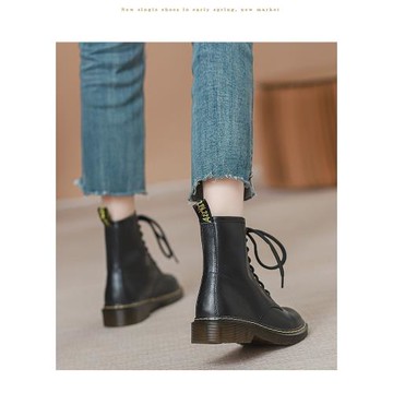 真皮馬丁靴女2024年新款春秋冬季加絨加厚英倫風雪地靴厚底短靴子