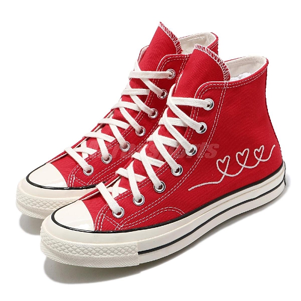 Converse 帆布鞋 Chuck 70 Hi 紅 白 刺繡 愛心 休閒鞋 女鞋 男鞋 【ACS】 171117C