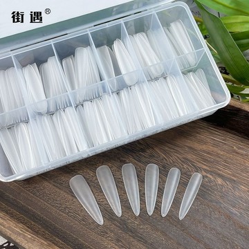 ✨台灣出貨✨KESITU無痕磨砂加長水滴細狗半貼全貼美甲店專用免刻磨長尖甲片