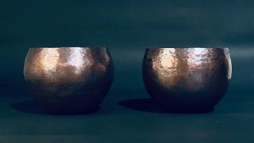 金酉器 紅銅手作金屬盆器 / 套盆 / 立體水盆 - 紅銅蛋石系列