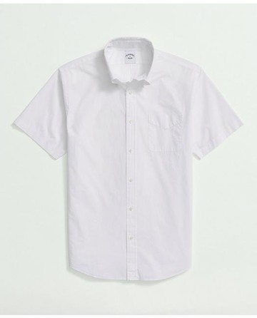 Brooks Brothers Men's Friday Shirt, Short-Sleeve Poplin End on End | White | Size XS