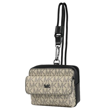 MICHAEL KORS GIFTING 印花皮革頸掛式卡片零錢包.棕色