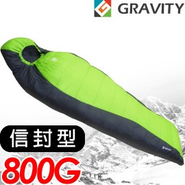 【GRAVITY 巨威特 信封型羽絨睡袋800G 果綠/灰 】 DR7008001G/羽絨睡袋/露營睡袋/睡袋