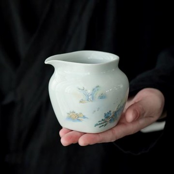 復古青瓷公道杯功夫茶具高端勻杯小號分茶器功夫茶具日式禪意公杯