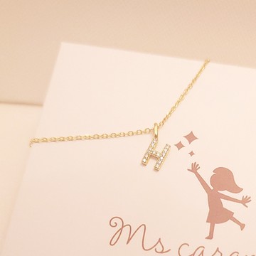 【焦糖小姐 Ms caramelo】925純銀鍍14K黃 英文字母H 項鍊