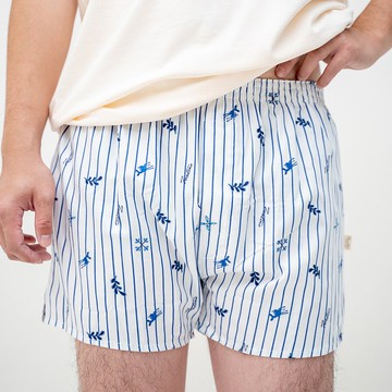 埃及棉條紋小鹿緹花平口褲-共5色/四角褲/平口褲/男內褲