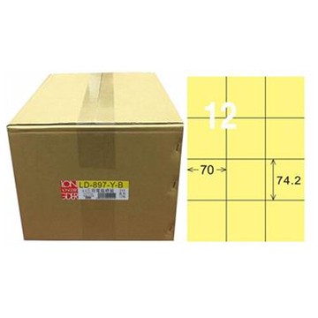 【龍德】A4三用電腦標籤 74.2x70mm 淺黃色 1000入 / 箱 LD-897-Y-B