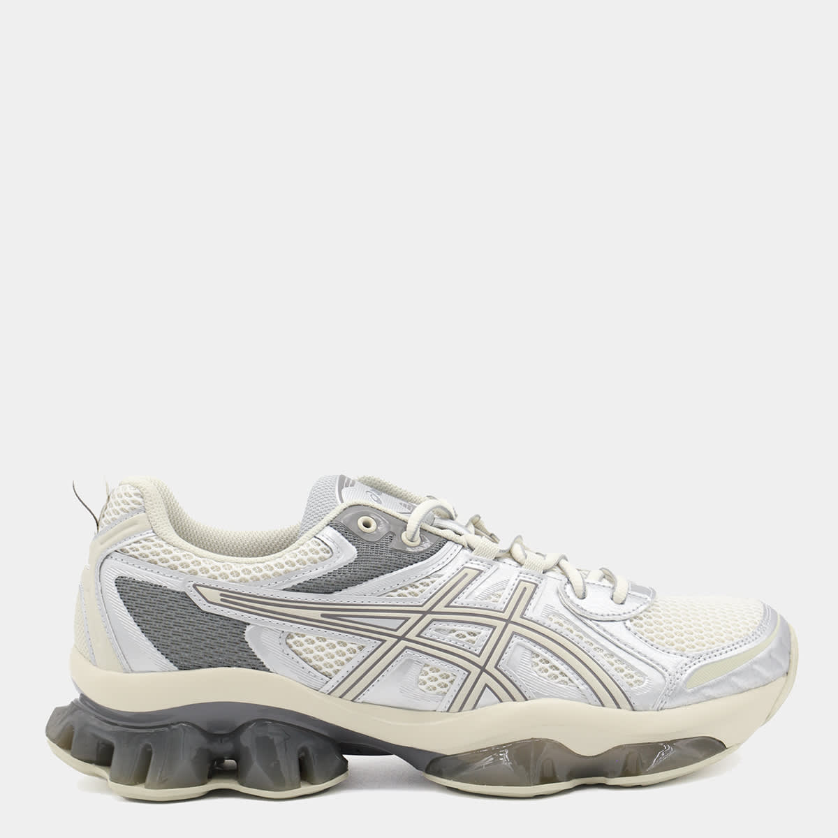 Asics White And Grey Gel Quantum Kinetic Sneakers