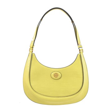 TORY BURCH 158509 質感皮革壓紋單肩彎月包.奶油黃
