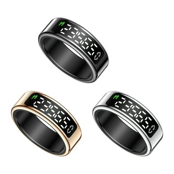 blr-sy01 螢幕顯示觸控智能戒指 附充電盒(24小時監測 健康/心率/睡眠管理 運動模式 遠程