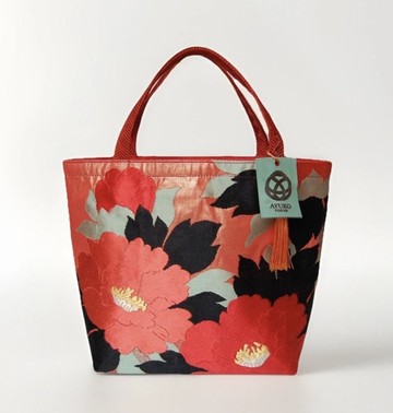 獨一無二100%絲質和服袋帶托特包 | 手工刺繡 | 日本藝術手提包