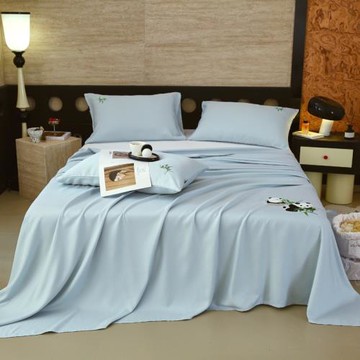 2025新款A類竹纖維刺繡涼席可水洗夏季冰絲席三件套床單款軟席子