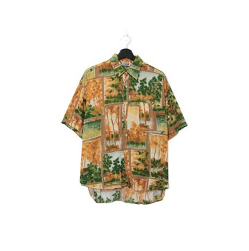 Back to Green- 短袖花襯衫 秋季樹林景ss-11 vintage shirt