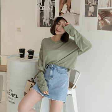 命中注定♡V領透膚微短版泡泡袖薄針織上衣 GJ500851【現貨】