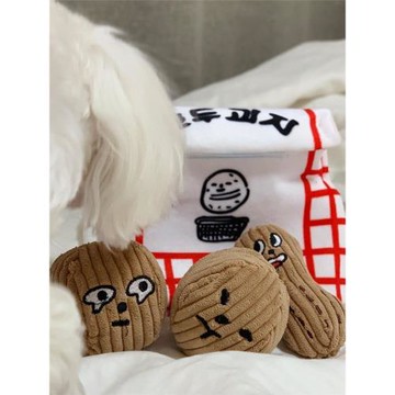Ins爆款韓國核桃花生玩具包可愛小狗狗藏食寵物發聲BB叫響紙玩具