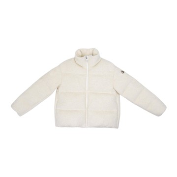 Moncler Enfant Kids 白色絨毛羽絨外套