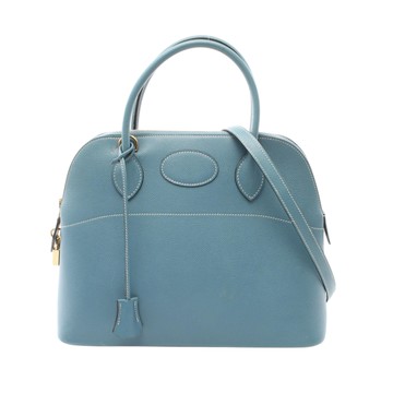【二手名牌BRAND OFF】HERMES 愛馬仕 牛仔藍 VGC皮革 Bolide 31 柏莉包 兩用包 □F刻