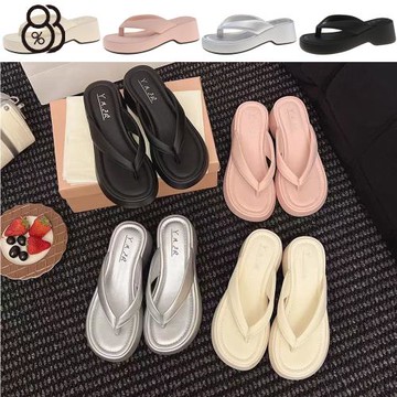 【88%】前跟2.5後5cm 厚底粗跟 人字拖 夾腳拖 涼拖鞋 4色