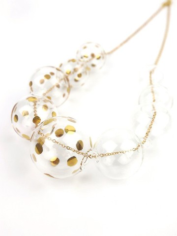 PERLA GOLD DOTS - 真金彩繪波點玻璃球 項鍊