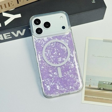 TUP簡約滿天星貝殼漸變保護防摔殼 Magsafe磁吸手機殼 適用於iPhone17 16 15 14 ProMax