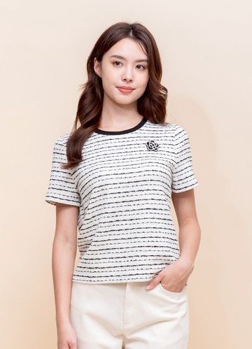 PY by perng yuh Exclusive-花卉初綻輕花呢柔彈上衣