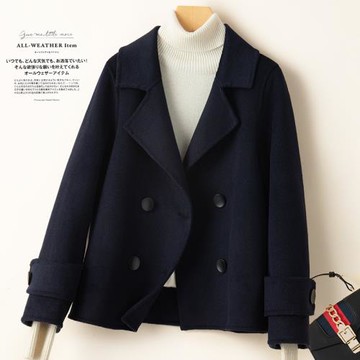 (免運)新款雙面羊絨大衣女赫本風短款小個子純羊毛呢外套西裝領高端氣質