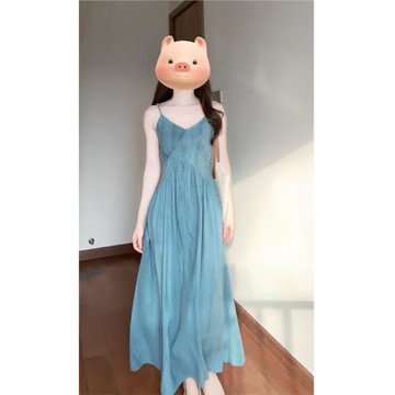 新中式國風掛脖吊帶連衣裙夏季新款2025氣質高端高級長裙裙子女裝