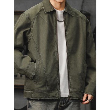 底特律工裝夾克男2025春秋季新款潮牌寬松休閑翻領外套男士上衣服