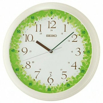 seiko SK037 精工鐘 (QHA010H) 夜間燈光綠葉森林自動照明掛鐘 33cm｜樂天領券現折★全館特惠中★指定刷卡回饋10%