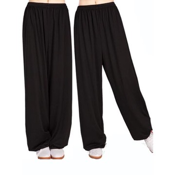 夏秋季男女牛奶絲彈力寬松練功夫太極打拳武術武館訓練冰絲燈籠褲