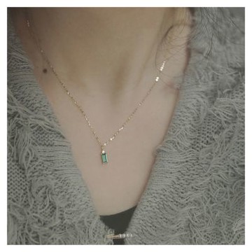 【Hera 赫拉】日式輕奢祖母綠寶石方形項鍊 ANN2