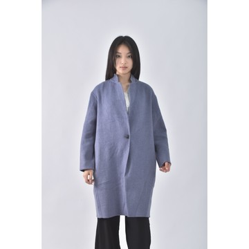 (L) uniqlo長版藍色外套二手衣