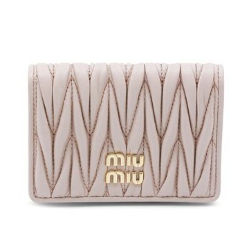MIU MIU Matelasse 納帕軟皮 皮夾 卡夾 錢包 卡片套 粉紅色 5MC103