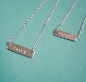 [聖誕節(交換禮物)](情侶禮物)[客製化]小掛牌純銀項鍊(男女對鍊)(搭配手感敲字)