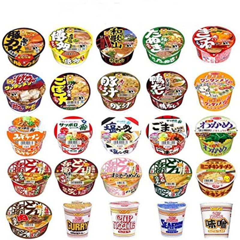 日清食品 東洋水産 サンヨー食品 エースコック 四大メーカー ミニサイズ カップ麺 25種セット