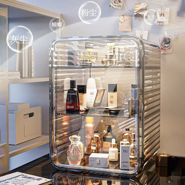 收納盒 化妝品收納盒 口紅收納 化妝收納 刷具收納 化妝盒 置物架化妝收納置物架桌面高檔透明防塵收納柜梳妝臺護膚品香水大