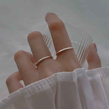 999純銀素圈戒指女2021年新款潮小眾輕奢設計感指環冷淡風食指戒