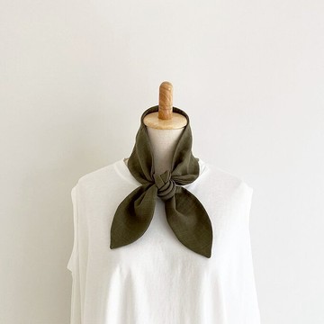 日本純棉萬用領巾髮帶 內附保冷暖口袋 卡其色 四季皆宜