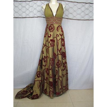 魅惑實拍英國原單重工性感深V長款拖尾晚禮服宴會年會演出連衣裙