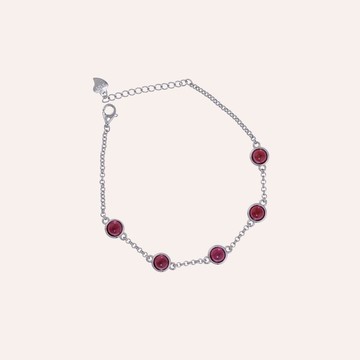 安珠 石榴石 紅色 圓形 蛋面 5mm 手鍊 和諧系列 Care 寶石銀飾
