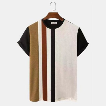 Printed round neck casual T-shirt for men印花圓領休閑T恤男士