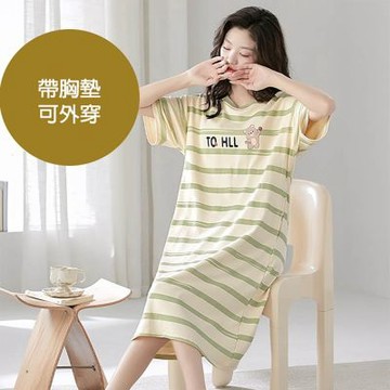 [韓國K.W.]韓國空運童趣精靈胸墊居家洋裝裝(胸墊睡衣/bratop/居家服/家居服/睡衣/睡裙/涼感睡衣)x25425