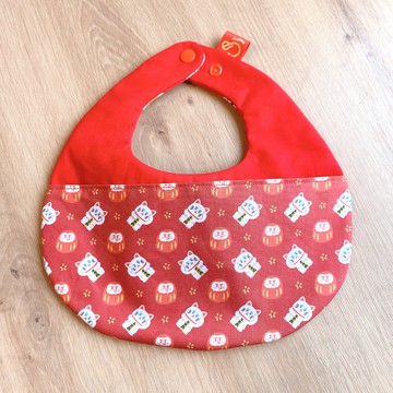 錢錢來來貓圍兜 飯糰紅包兜 手作圍兜 圍兜 彌月禮盒 handmade