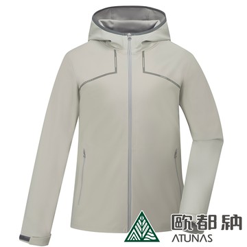 男款SOFTSHELL防潑水輕暖外套(A1GA2325M灰米/防風外套/軟殼衣/防潑水外套/素面百搭款)