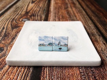 香港尖沙咀海旁原創手繪耳環