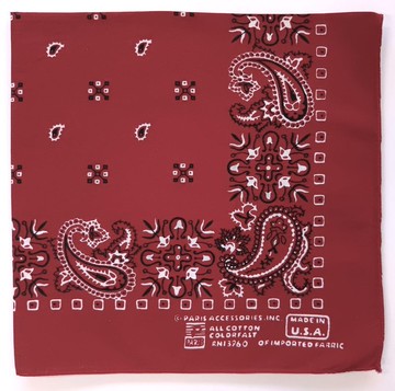復古紅色佩斯利頭巾，21 x 20.5 英吋，全棉不褪色，RN13960